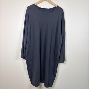 Eileen Fisher 2X Gray Oversized Tunic Dress Pockets Minimalist USA Made